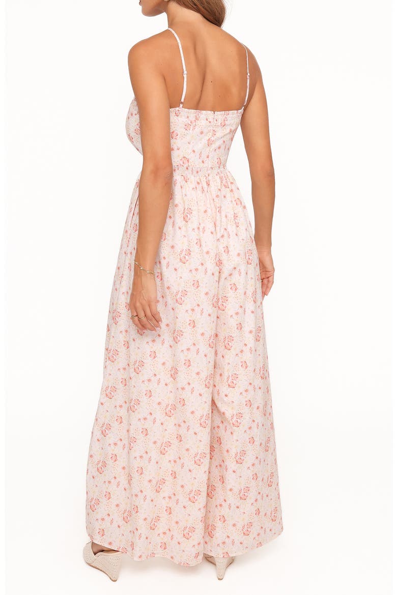 Madeira Floral Cutout Halter Neck Jumpsuit, Alternate, color, PEACH DITSY FLORAL
