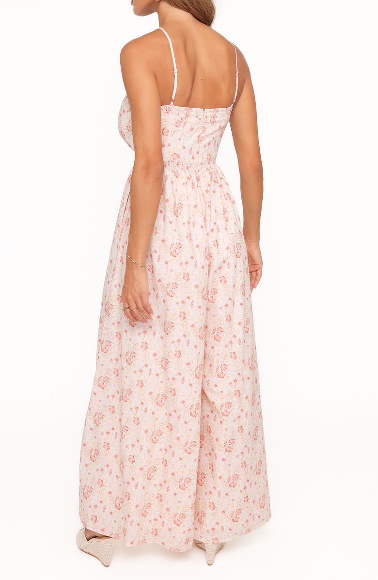Petal & Pup Madeira Floral Cutout Halter Neck Jumpsuit, Alternate, color, Peach Ditsy Floral