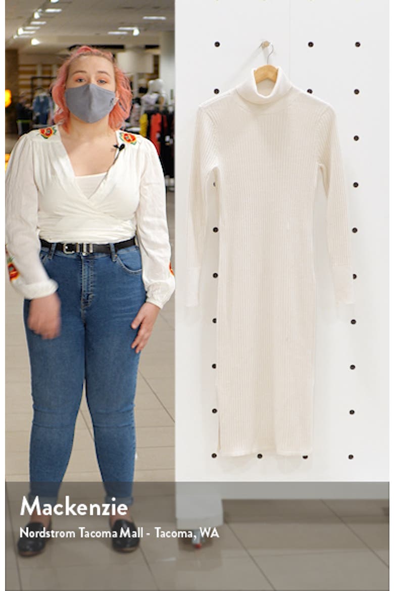 Long Sleeve Ribbed Turtleneck Sweater Dress video