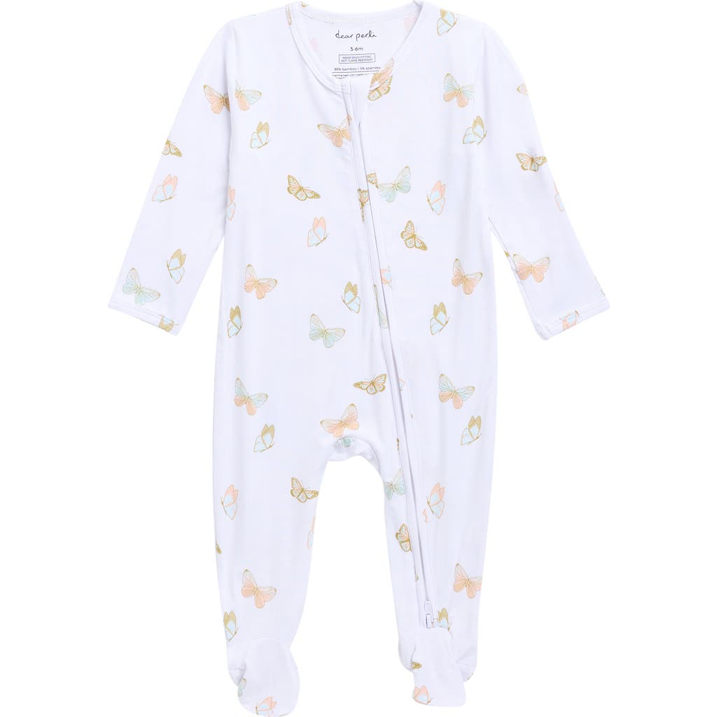 Dear Perli Print Zip Stretch Footie In Multi