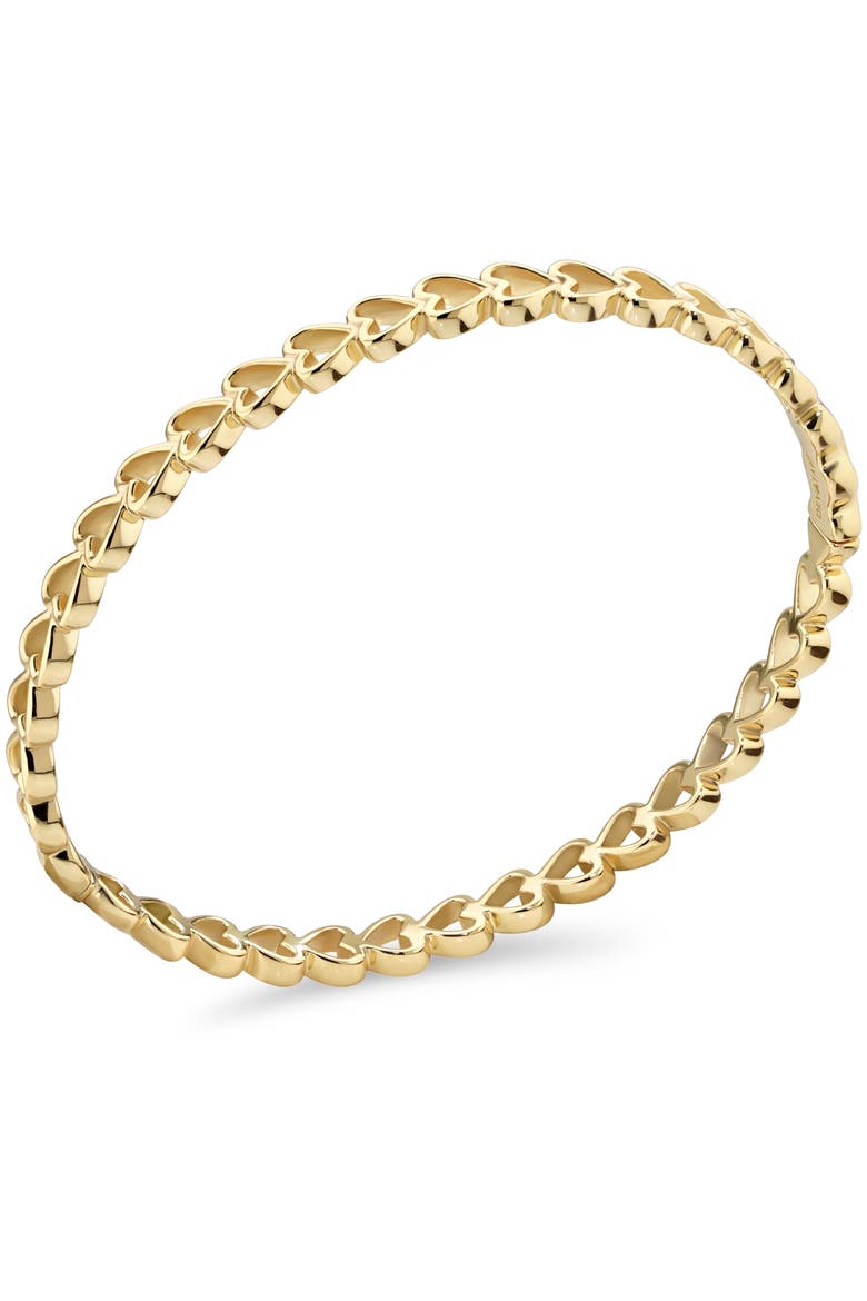 Open Heart Bangle Bracelet in Gold Plated Sterling Silver, Alternate, color, Yellow Gold