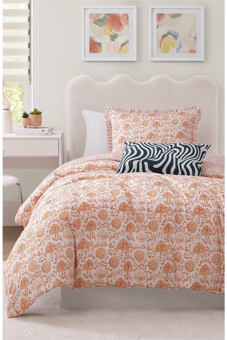 Clay Trees Reversible Comforter Set, Alternate, color, ORANGE