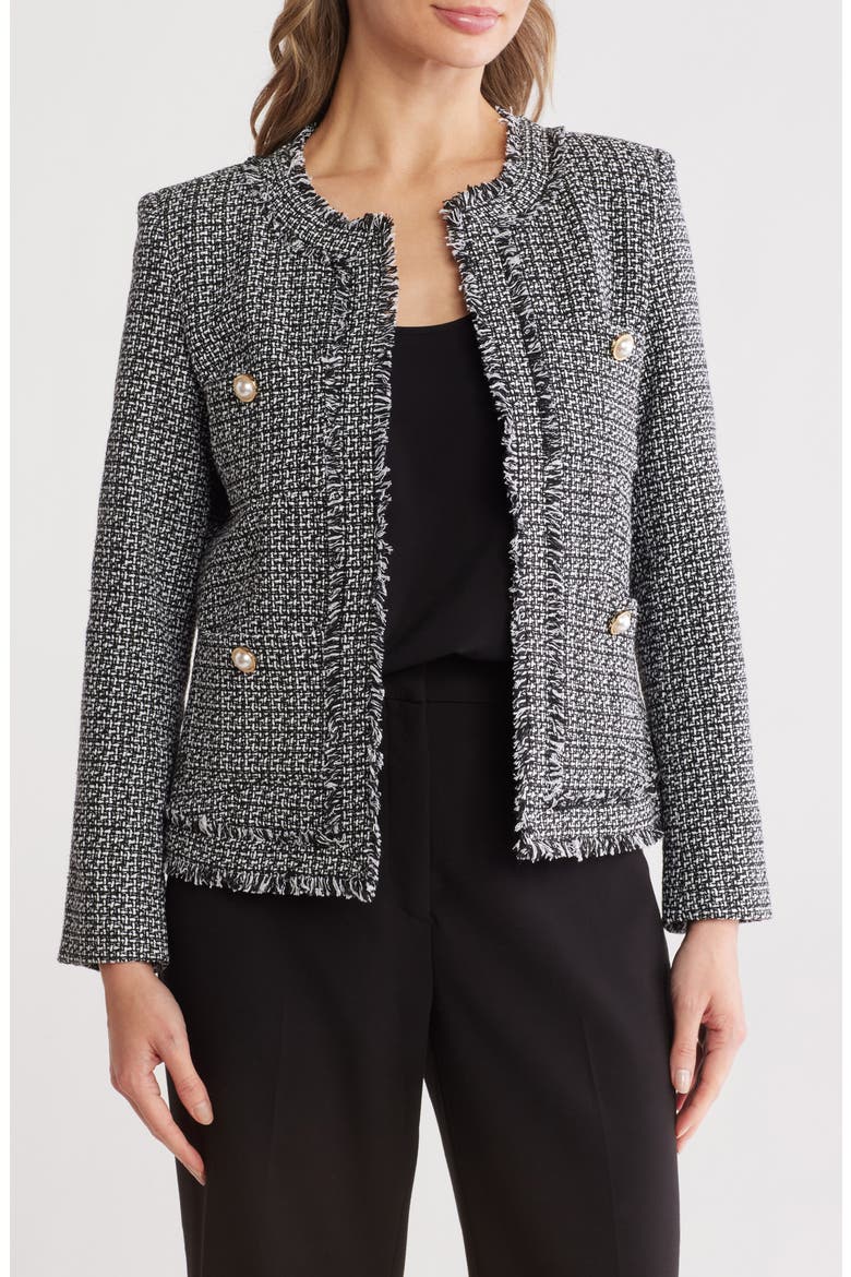 Bouclé Tweed Jacket, Main, color, VERY BLACK/ WHITE