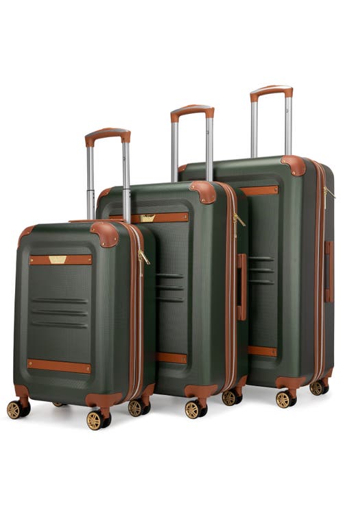 19v69 Italia Vintage 3 Piece Expandable Spinner Luggage Set In Green