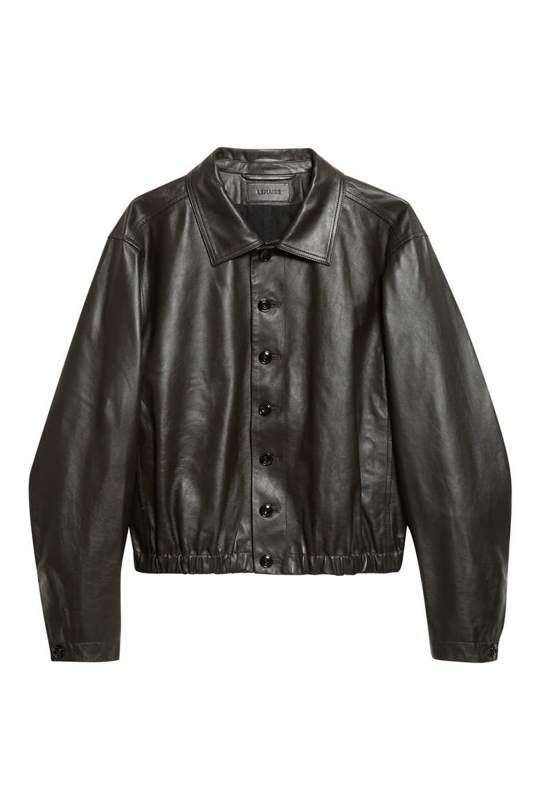 Leather Blouson Jacket, Main, color, DARK ESPRESSO