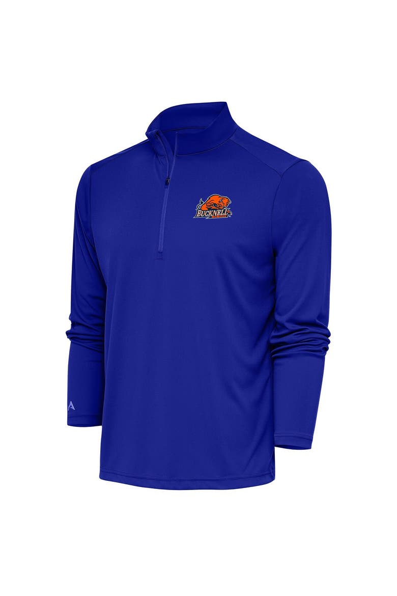 Men's Antigua Blue Bucknell Bison Tribute Quarter-Zip Top, Main, color, Blue