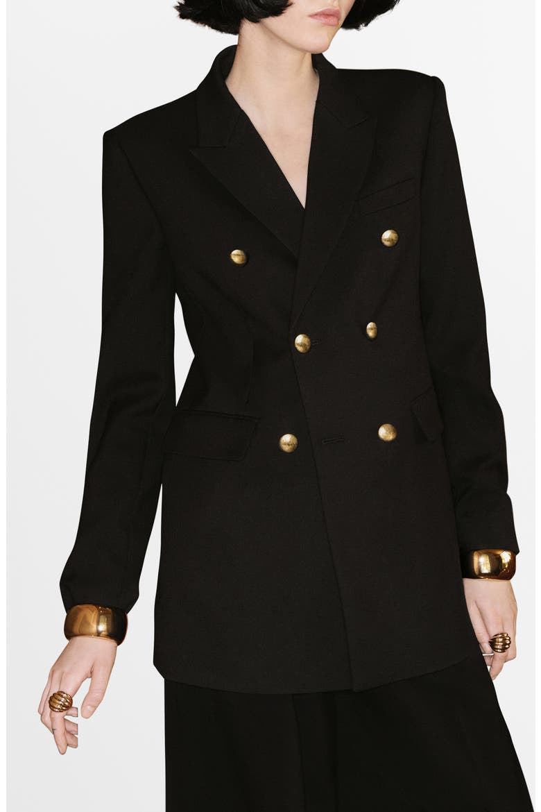 Farah Double Breasted Blazer, Main, color, BLACK