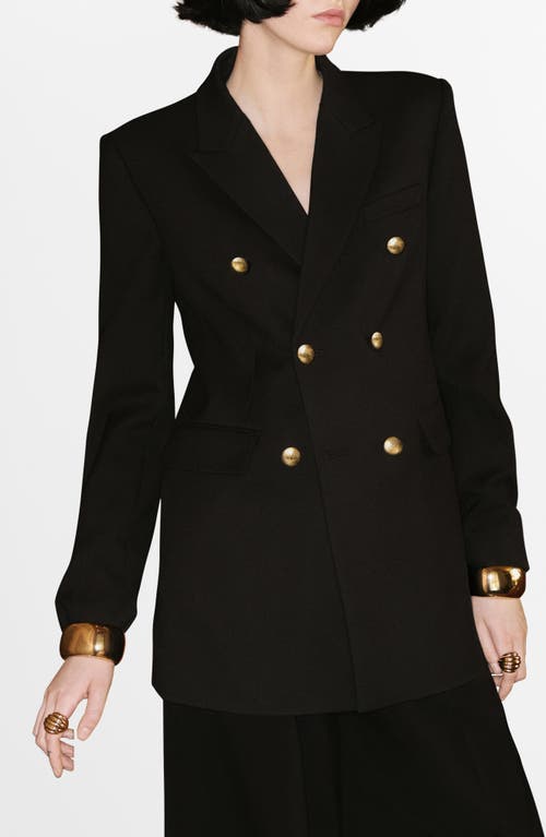 Mango Farah Double Breasted Blazer In Black