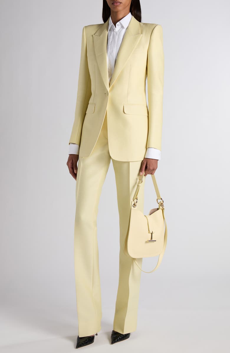 TOM FORD Strong Shoulder Wool 
Silk Radzimir Jacket, Alternate, color, Pale Lemon