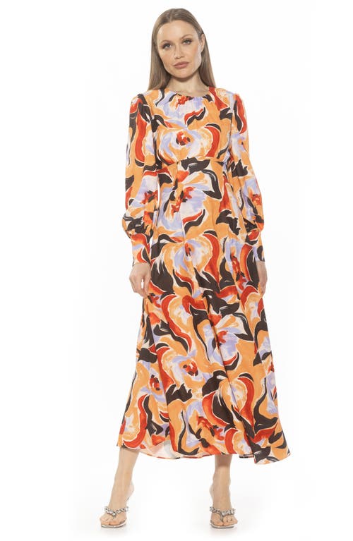 Alexia Admor Yesenia Long Sleeve Empire Waist Maxi Dress In Yellow Multi