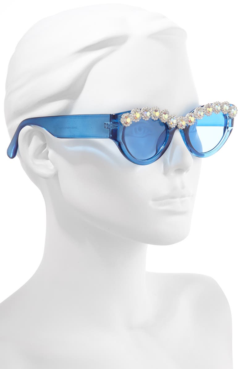Rad + Refined 50mm Chunky Crystal Embellished Sunglasses, Alternate, color, 