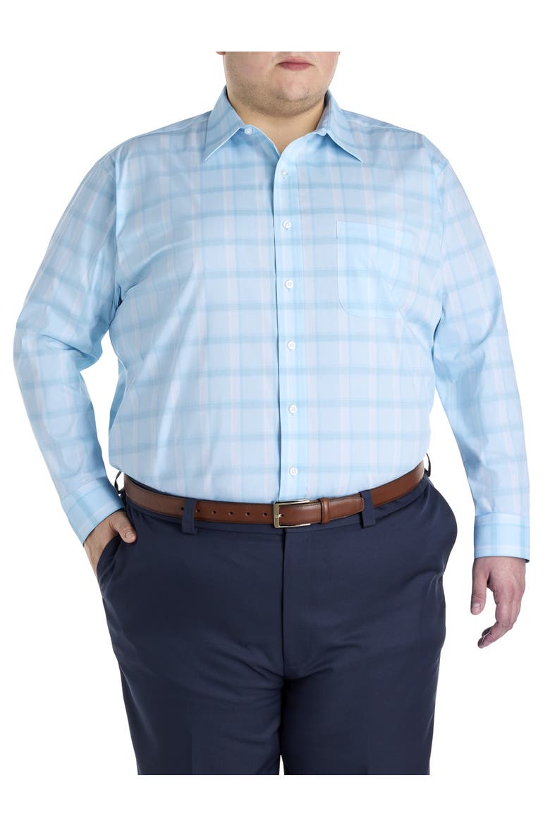 Big & Tall Plaid Dress Shirt, Alternate, color, BLUE