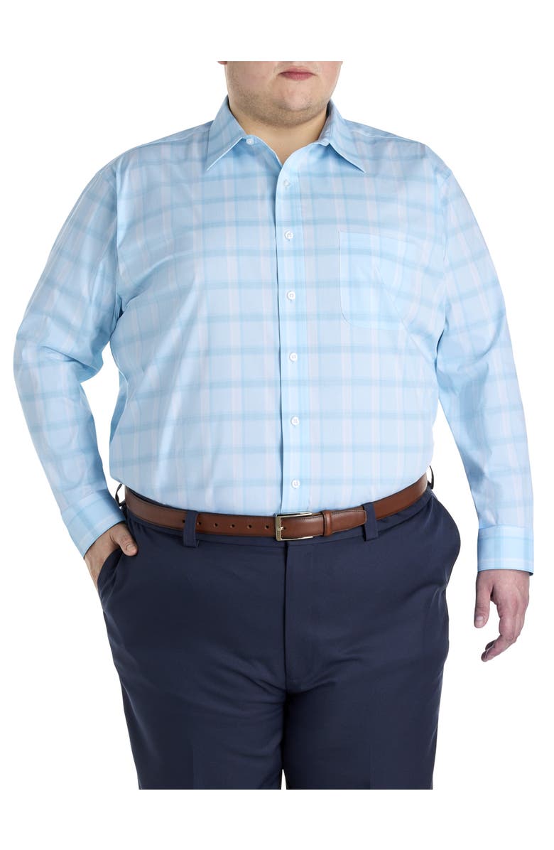 Oak Hill by DXL Big & Tall Plaid Dress Shirt, Alternate, color, Blue