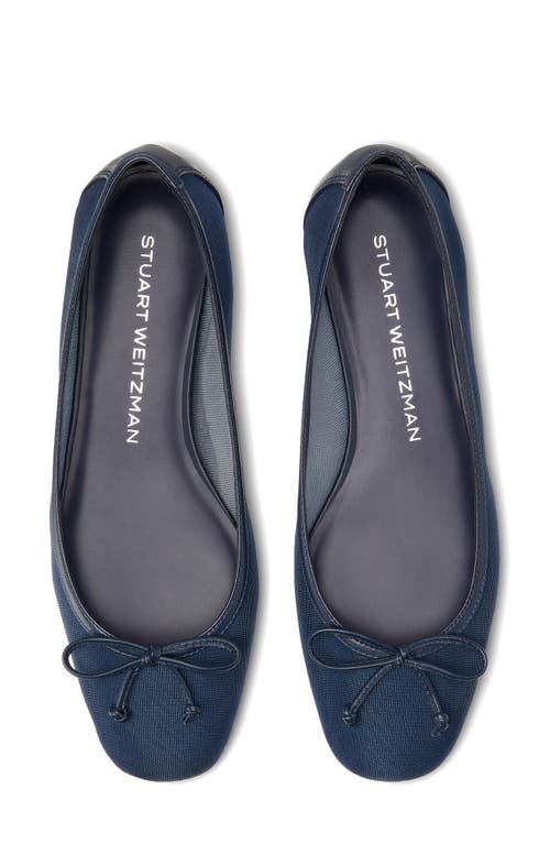 Stuart Weitzman Arabella Bow-detailed Mesh Ballet Flats In Blue