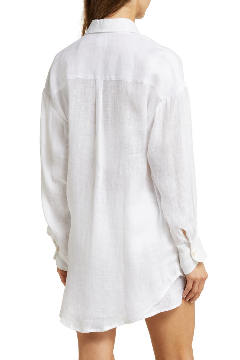 Playa Oversize Linen Cover-Up Shirt, Alternate, color, WHITE ECO LINEN