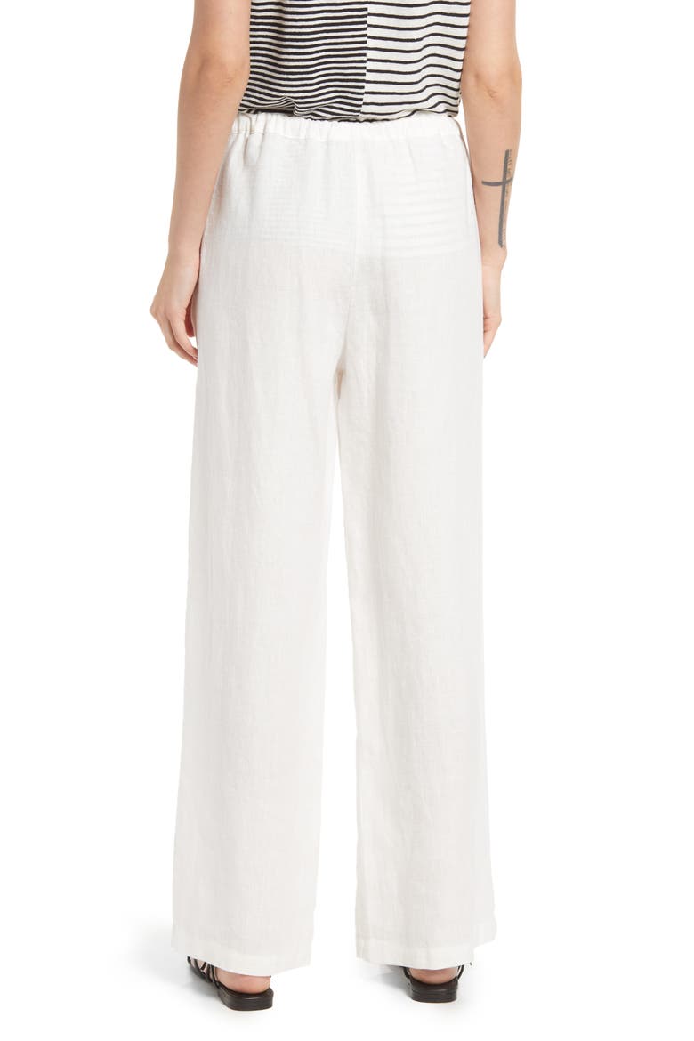 Emmie Drawstring Linen Pants, Alternate, color, WHITE