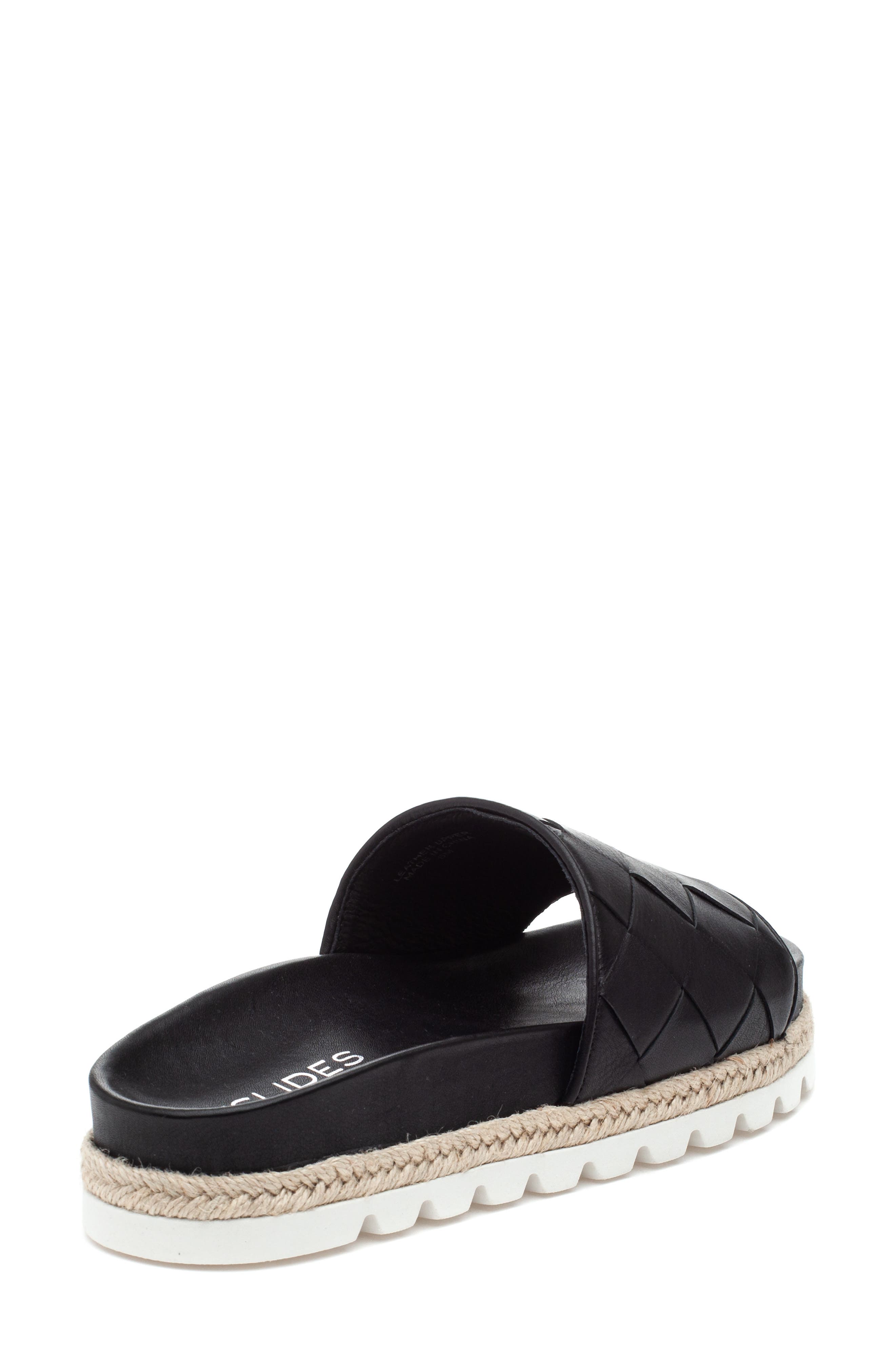 Slide Sandal, Alternate, color, BLACK LEATHER
