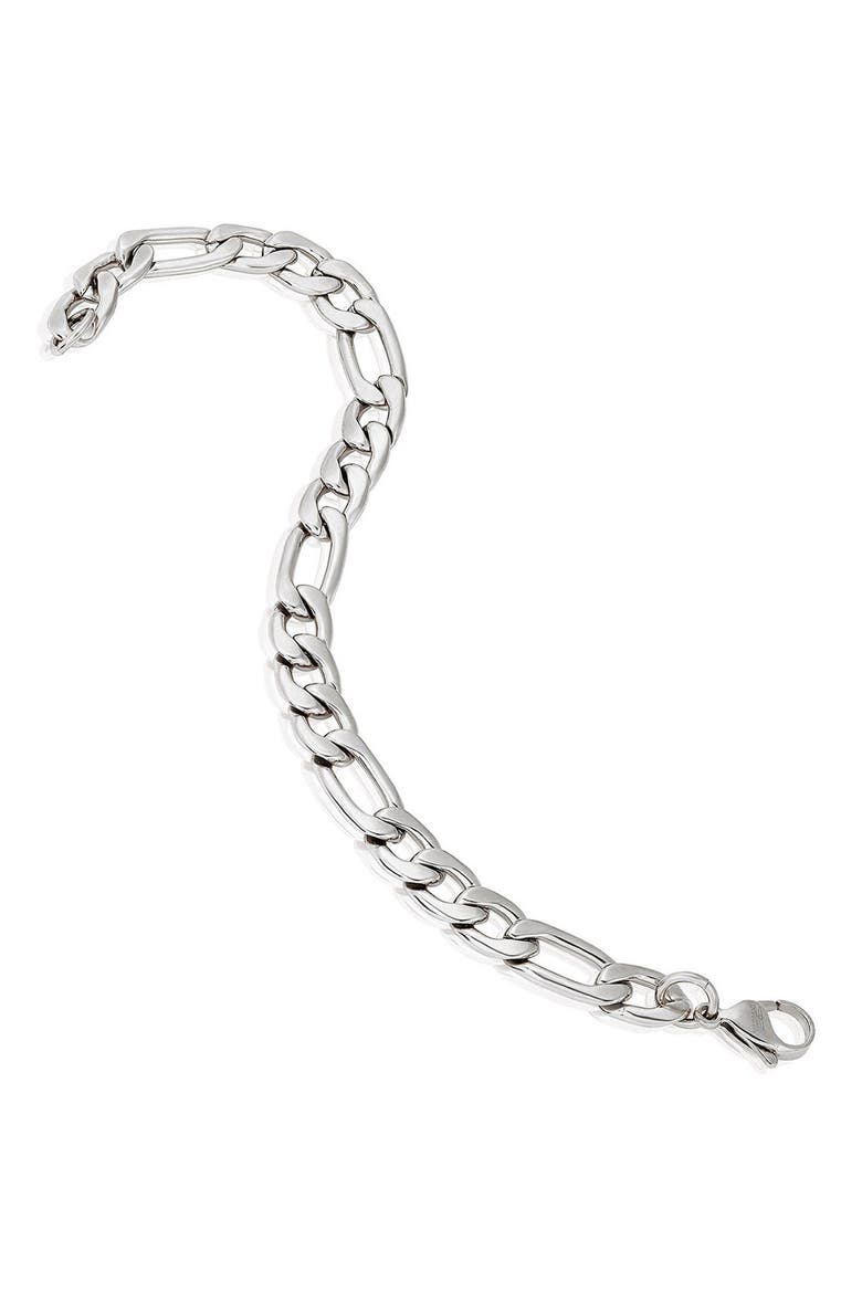 Mens' Stainless Steel Figaro Chain Bracelet, Alternate, color, SILVER