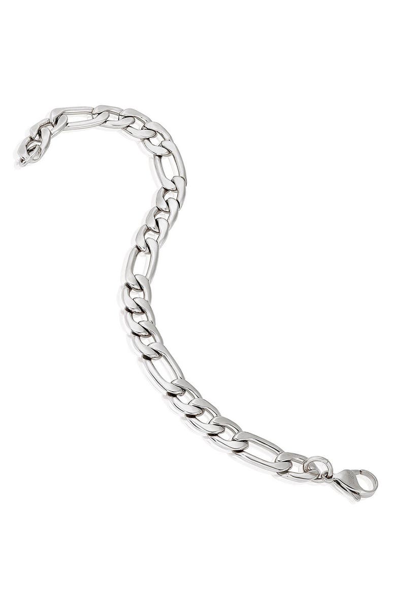 INVICTA Mens' Stainless Steel Figaro Chain Bracelet, Alternate, color, 