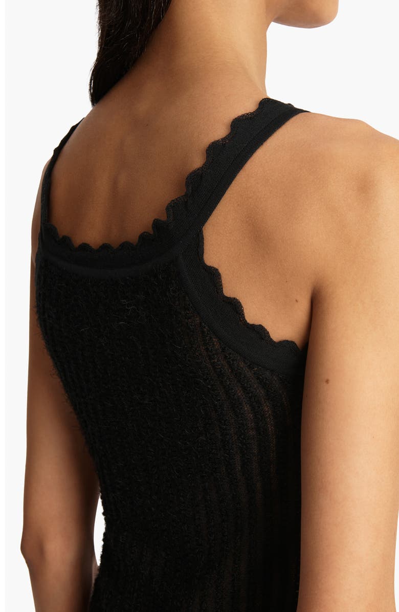 Khaite Ennio Scallop Semisheer Rib Tank, Alternate, color, Black