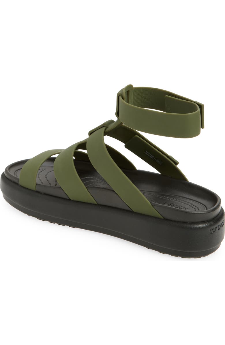 CROCS Brooklyn Luxe Water Resistant Gladiator Fisherman Slide Sandal, Alternate, color, Army Green/ Black