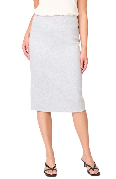 Cotton Blend Structured Knit Pencil Skirt