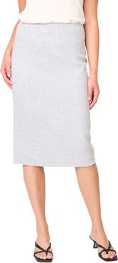 GIBSONLOOK Cotton Blend Structured Knit Pencil Skirt