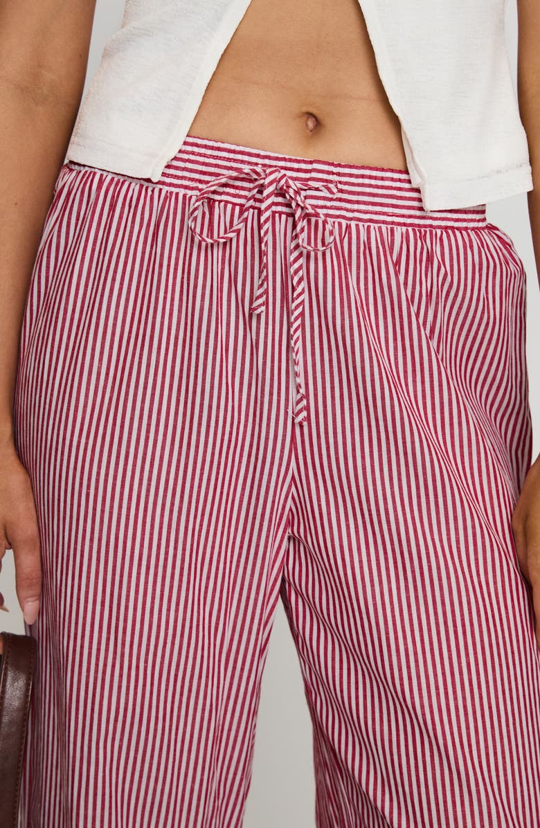Princess Polly Holiday Tie Waist Wide Leg Pants, Alternate, color, Red / White Stripe