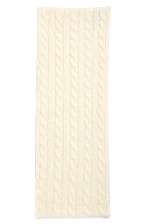 Vince Camuto Cable Stitch Scarf & Faux Fur Pompom Beanie Set In White