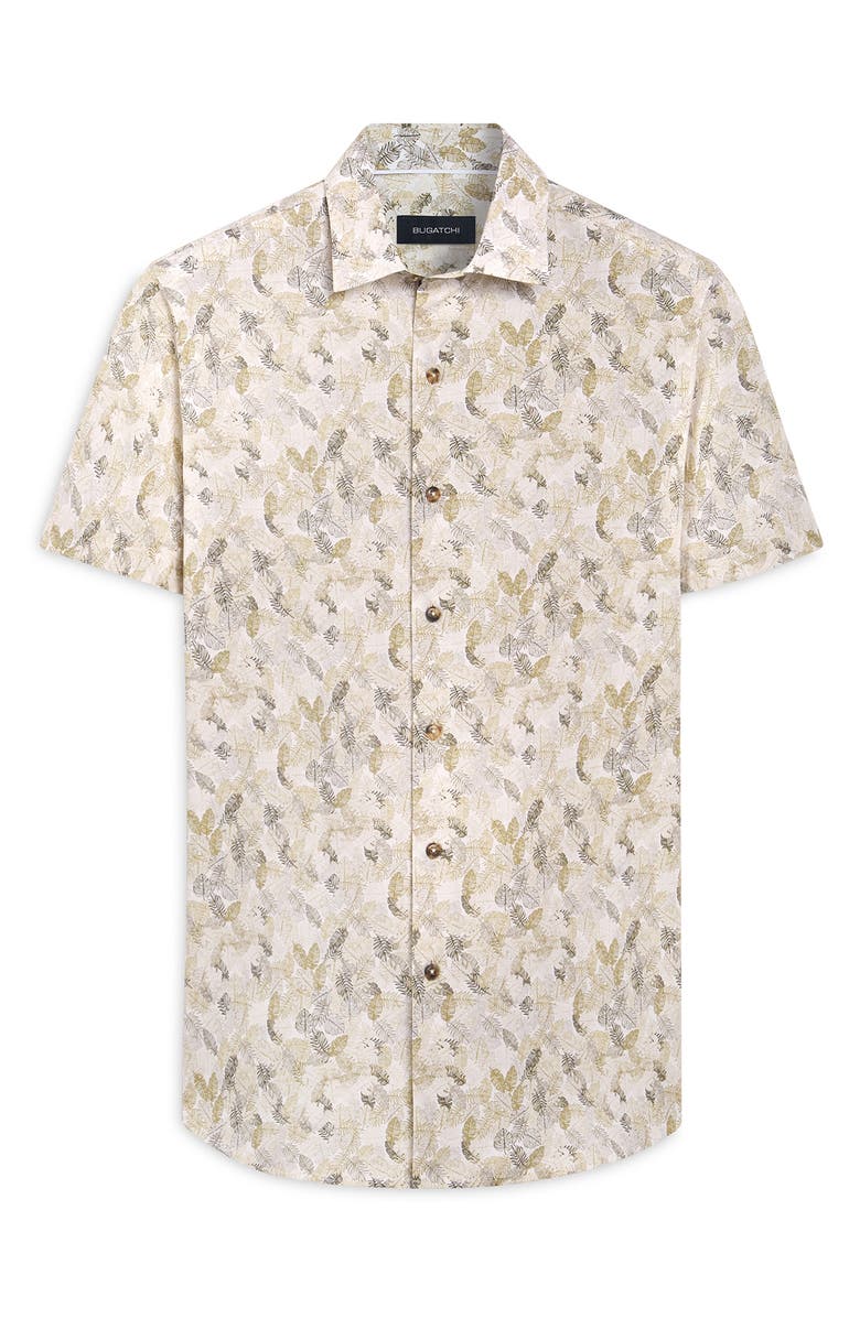 Bugatchi Orson Leaf Print Short Sleeve Button-Up Shirt, Main, color, 