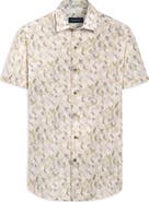 Bugatchi Orson Leaf Print Short Sleeve Button-Up Shirt