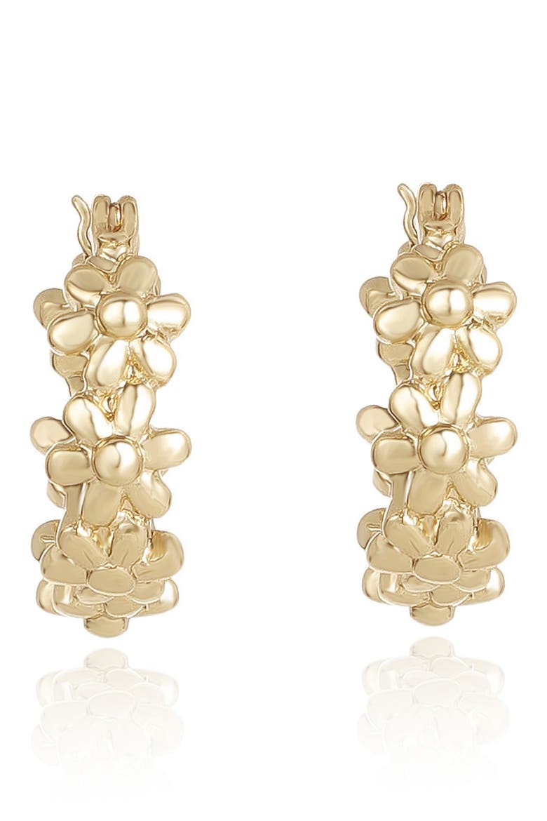 Small Floral Hoop Earrings, Alternate, color, GOLD