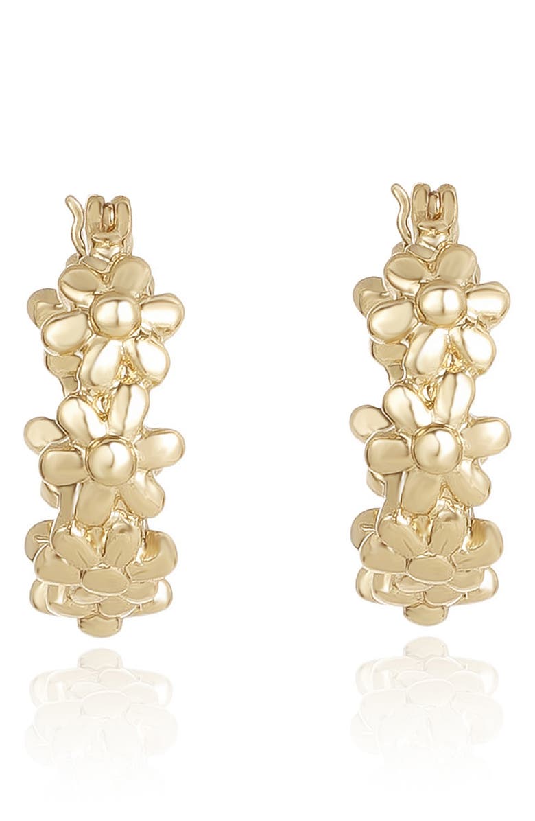 Ettika Small Floral Hoop Earrings, Alternate, color, Gold