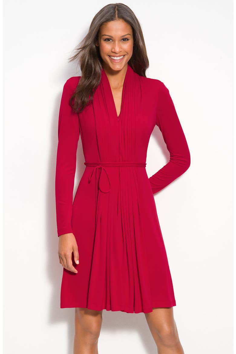 Pleat Front Jersey Dress, Main, color, RED