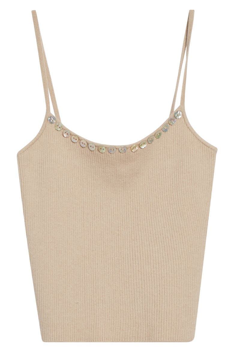 Soleil Wool & Cotton Rib Sweater Tank, Alternate, color, FAWN
