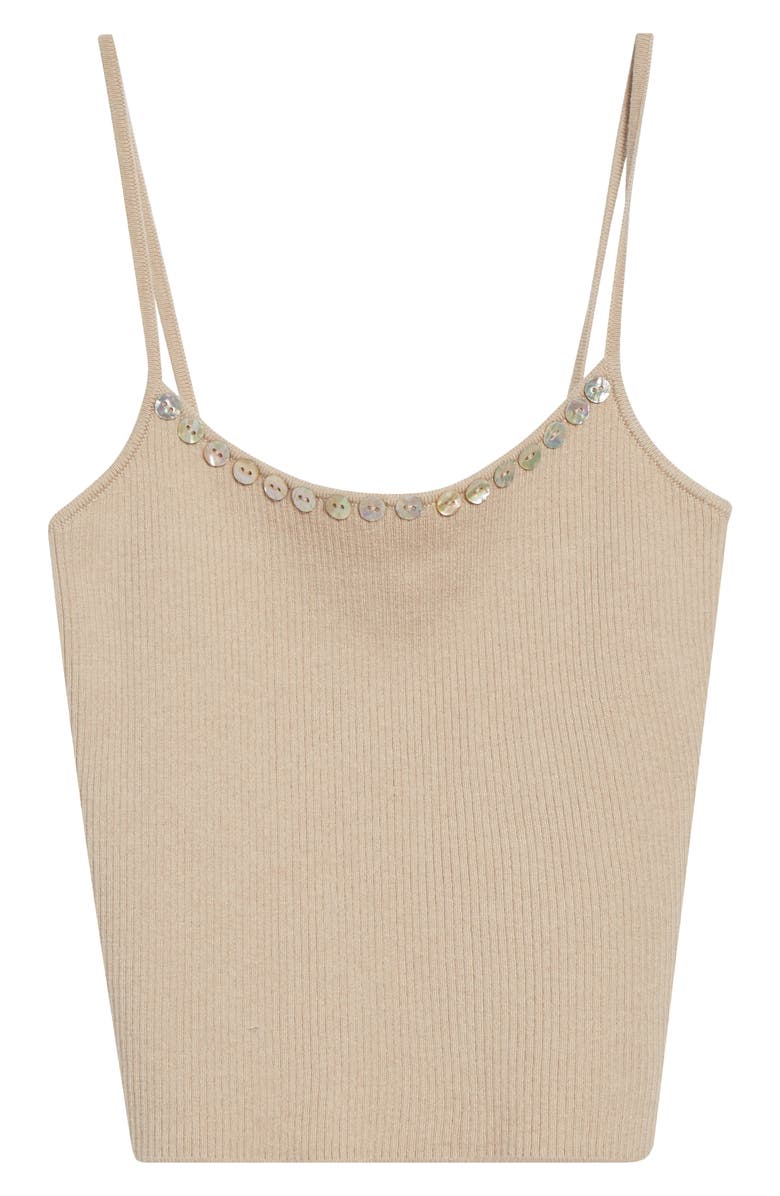 STAUD Soleil Wool & Cotton Rib Sweater Tank, Alternate, color, Fawn