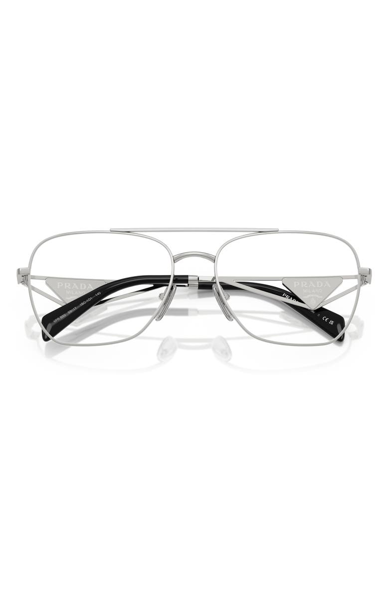 Prada 59mm Pilot Optical Glasses, Alternate, color, Silver