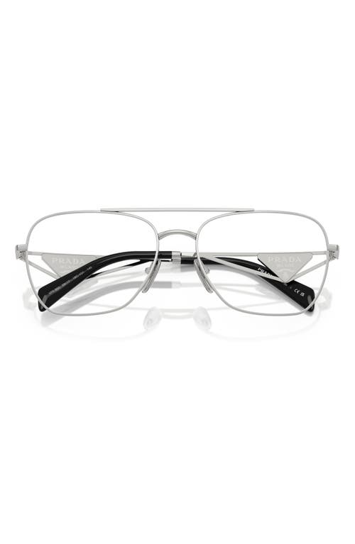 Prada 57mm Pilot Optical Glasses In Silver