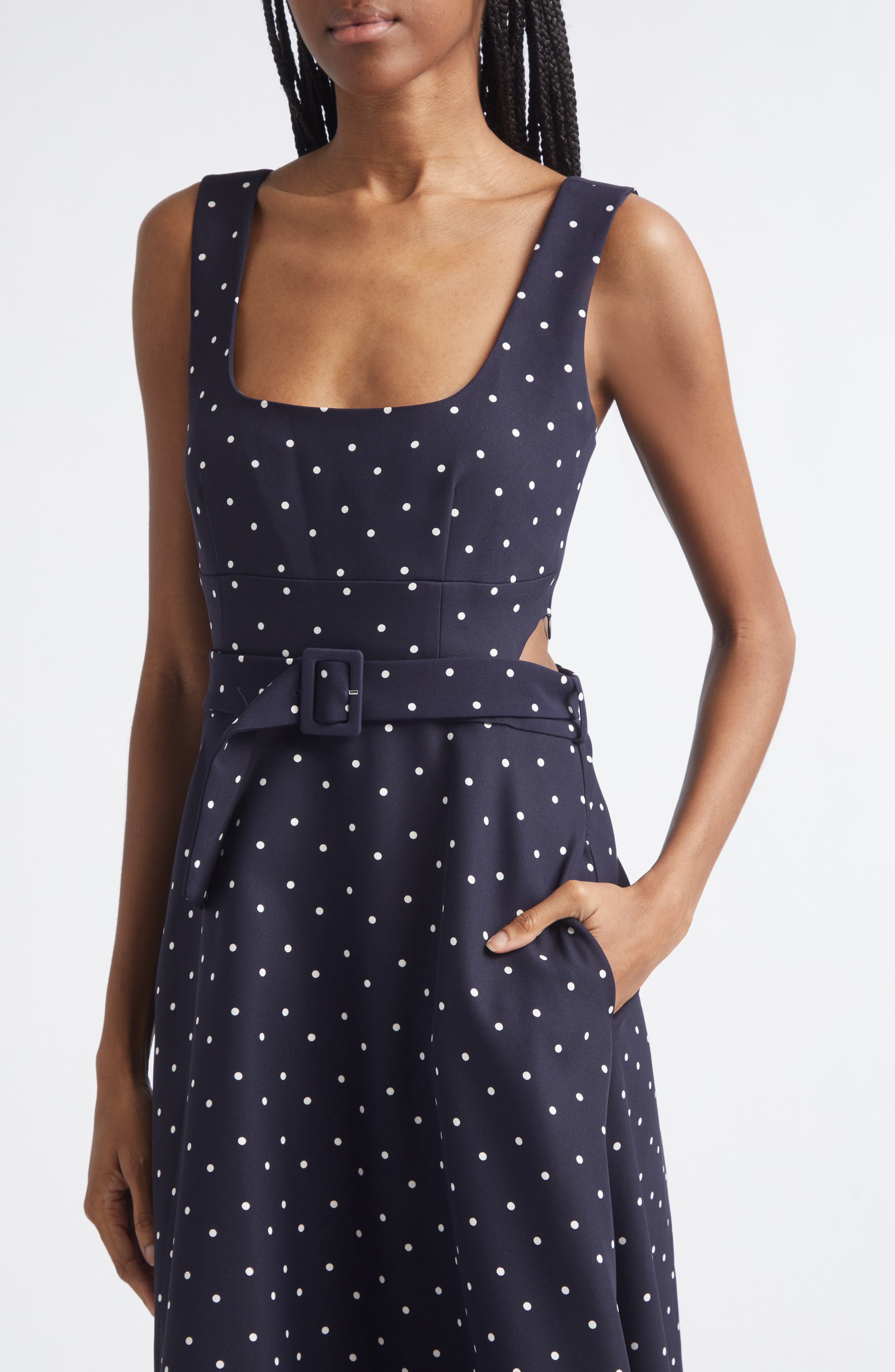 polka dot fitted dress Edith Midi Dress