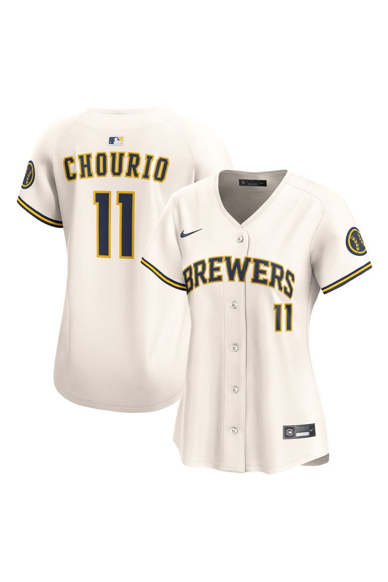 Women's Nike Jackson Chourio Cream Milwaukee Brewers Home Limited Player Jersey, Main, color, Cream