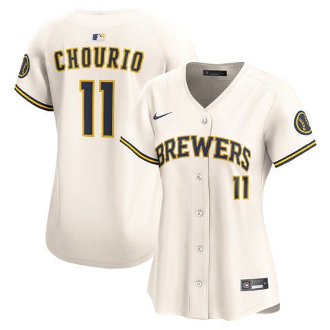 Women's Nike Jackson Chourio Cream Milwaukee Brewers Home Limited Player Jersey