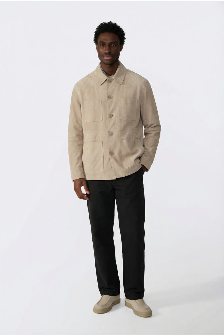 Beckett Suede Chore Jacket, Alternate, color, Beige