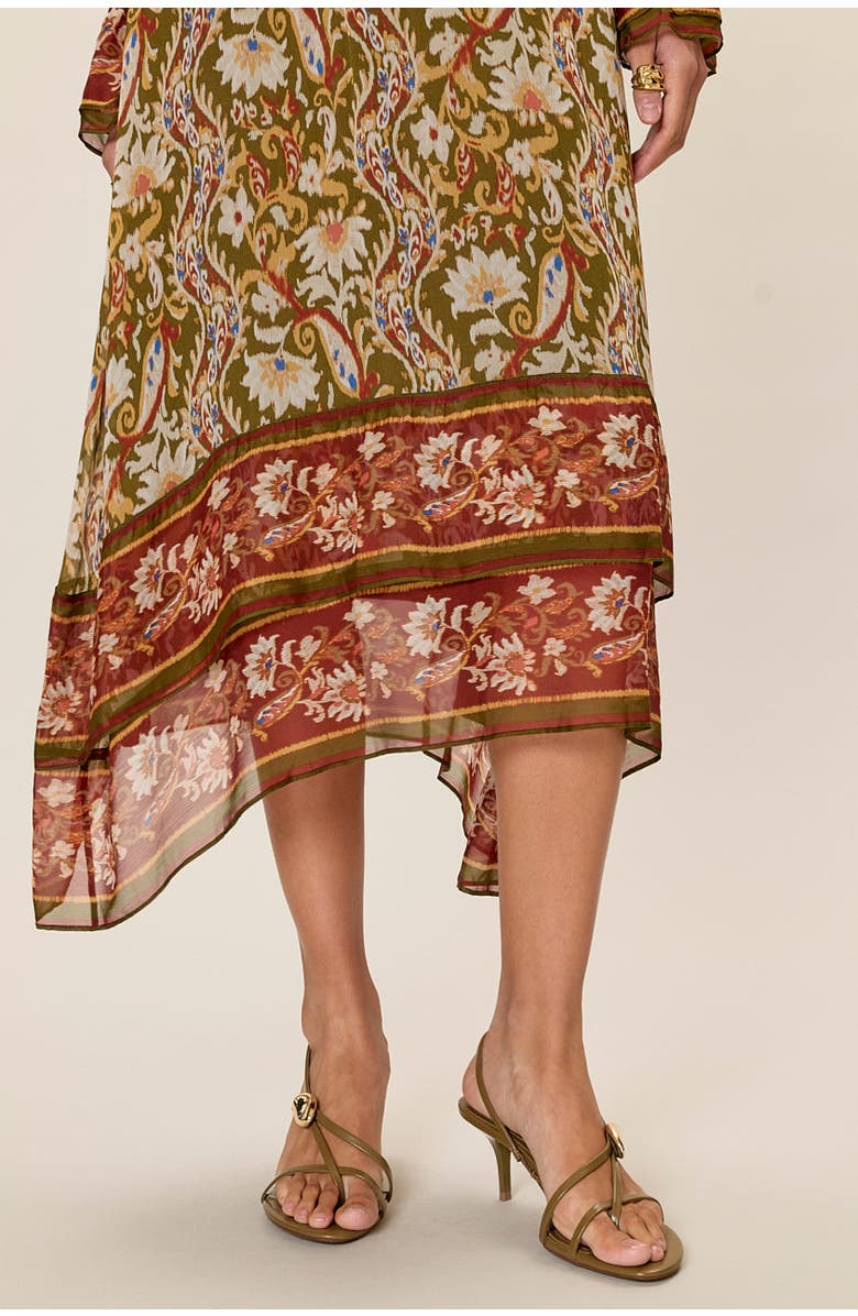 Rebecca Taylor Isha Long  Sleeve Dress, Alternate, color, Pesto Combo