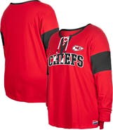 New Era Women's New Era Red Kansas City Chiefs Plus Size Lace-Up Notch Neck Long Sleeve T-Shirt