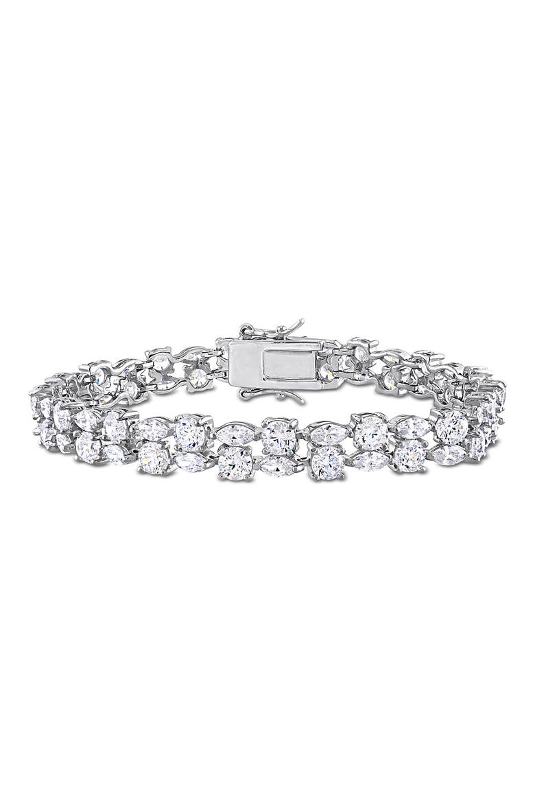 Lab-Created White Sapphire Two-Row Bracelet, Main, color, WHITE