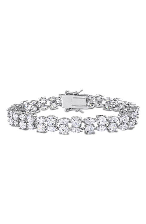 Lab-Created White Sapphire Two-Row Bracelet