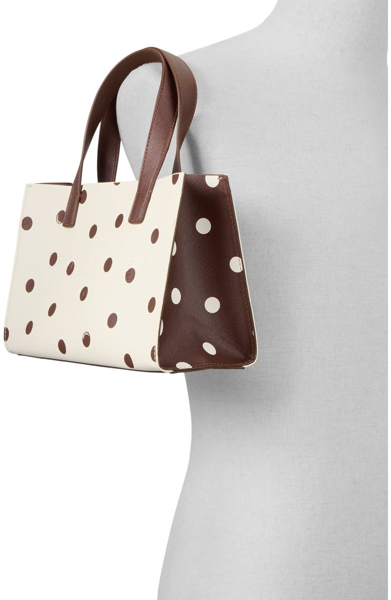 Ted Baker Suricon Mini Tote, Alternate, color, Dark Brown/Cream Polkadot