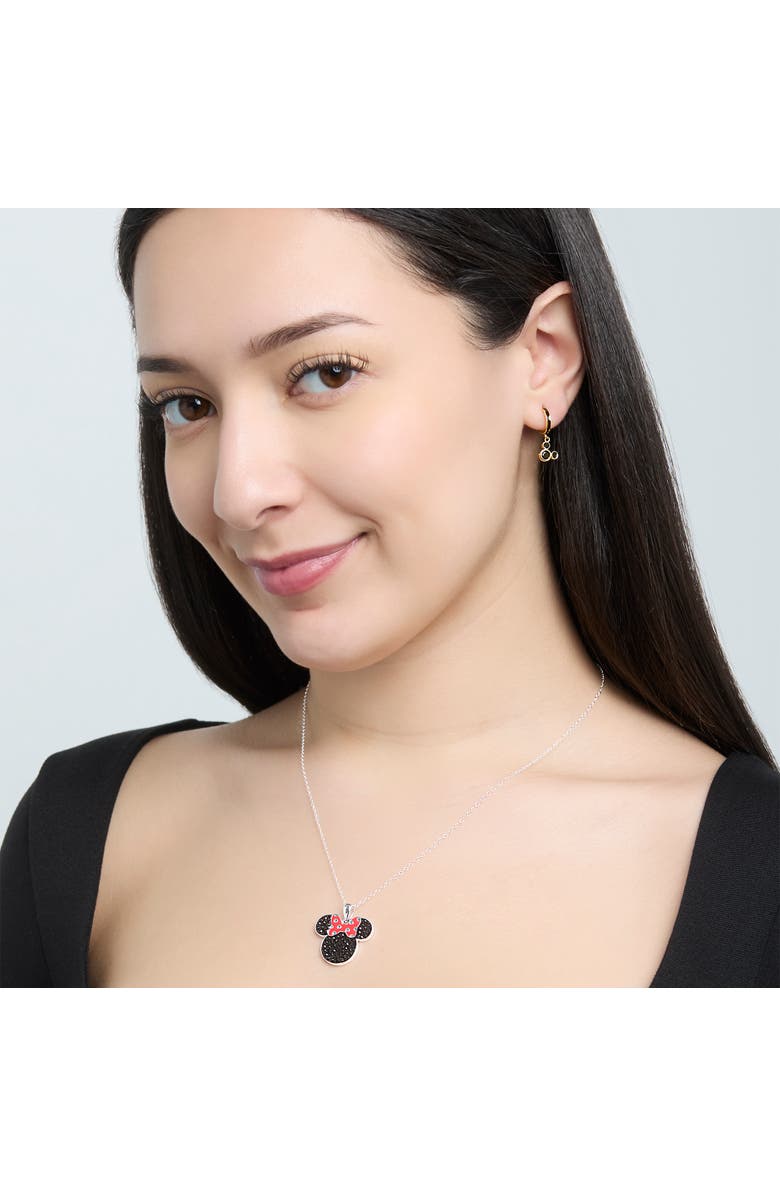 Disney Mismatched Minnie and Mickey Hoop Earrings for Women Official License, 18k Gold Flash-Plated Sterling Silver Disney Earrings, Alternate, color, Black/Gold/Red