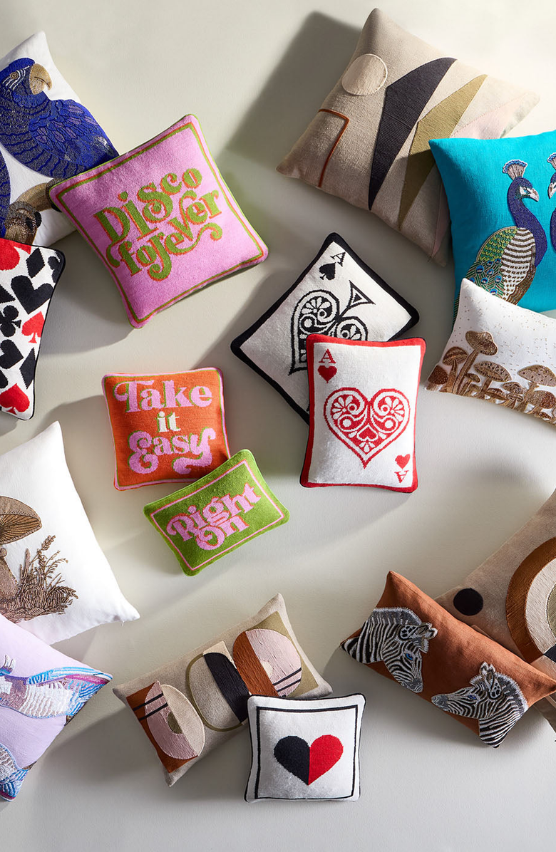 Jonathan Adler Right On Needlepoint Pillow, Alternate, color,