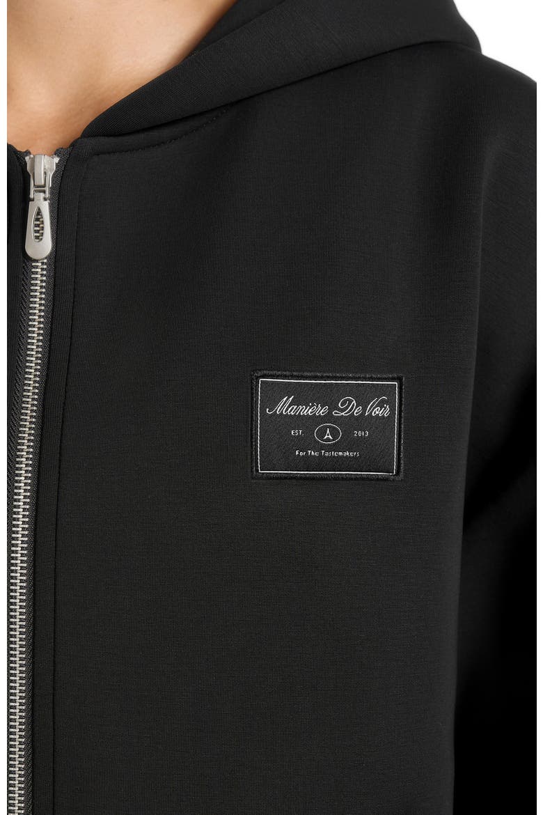 Ray Unisex Neoprene Cropped Zip Hoodie, Alternate, color, Black